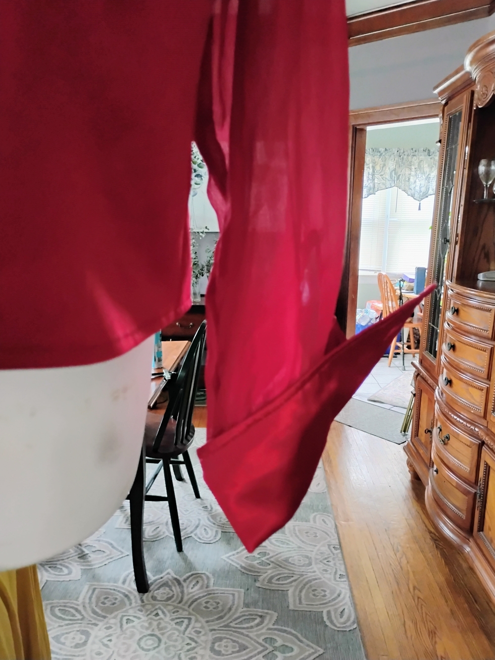 Ashley Stewart Ruffle-Front Sheer Blouse in Deep Red - Picture 3 of 14
